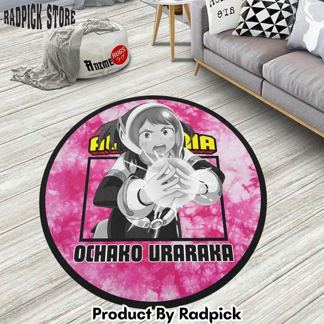 Ochako uraraka round rug custom tie dye style my hero academia anime circle carpet  rp5958497